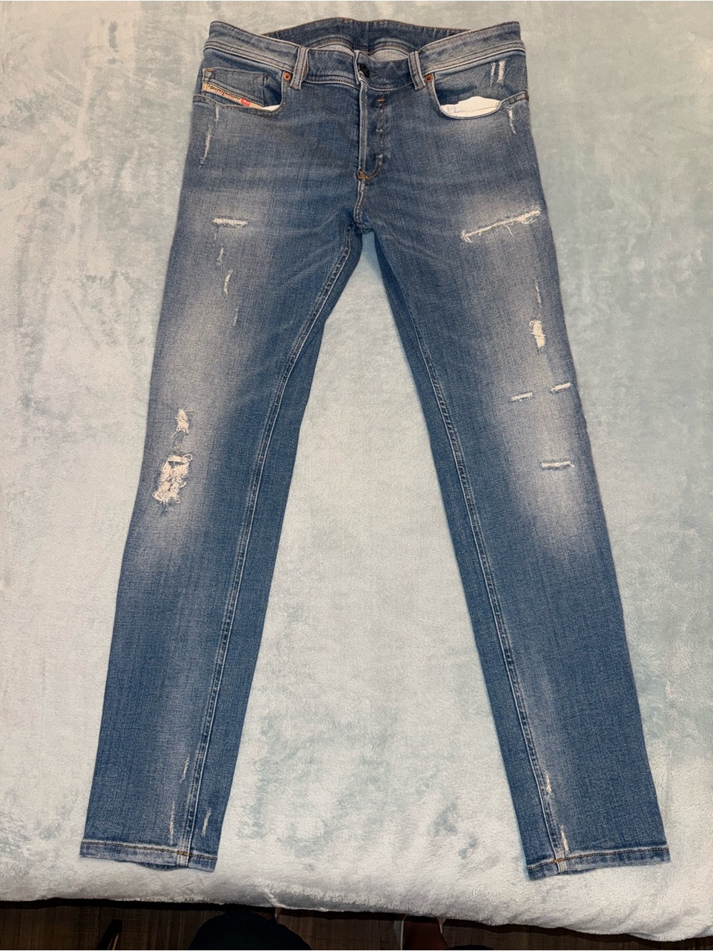 Diesel Skinny Distressed Blue Jeans